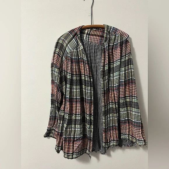 Free People Come On Over Plaid Button-Up Blouse - Picture 5 of 7